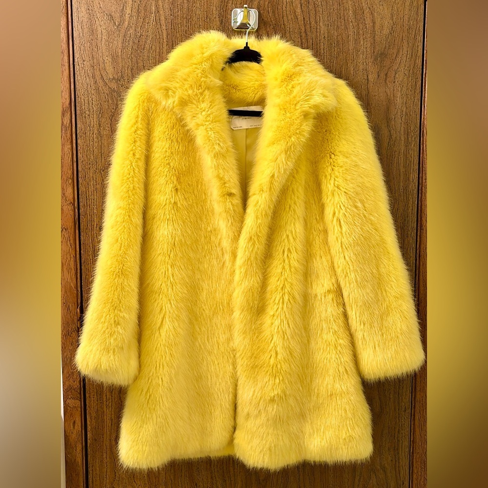 Zara Yellow Faux Fur Coat